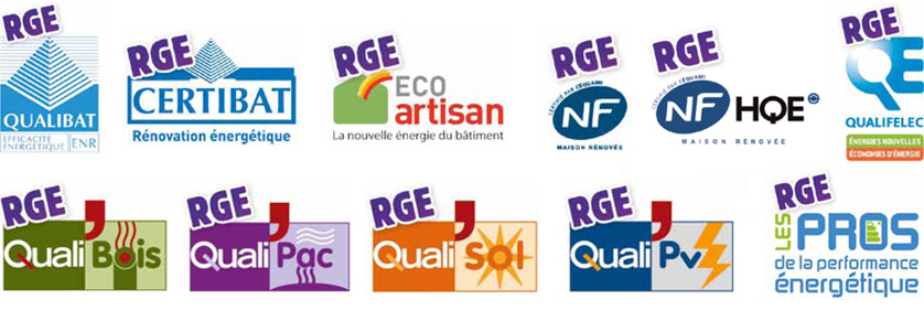 Logo des 8 qualifications RGE