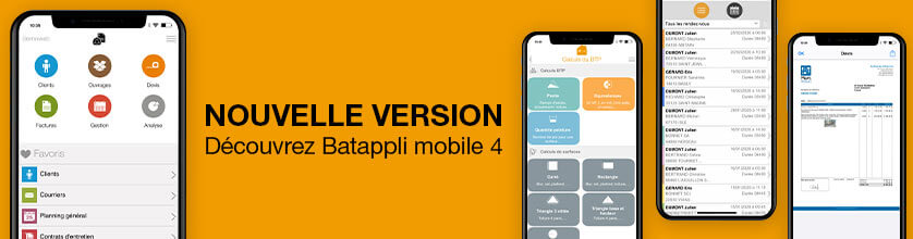 nouvelle version batappli mobile application iphone android chantier planning prix travaux calcul batiment mise a jour