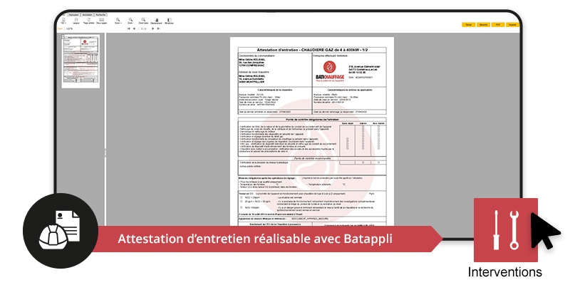 gerer faire bon intervention modele attestattion entretien chaudier logiciel batappli