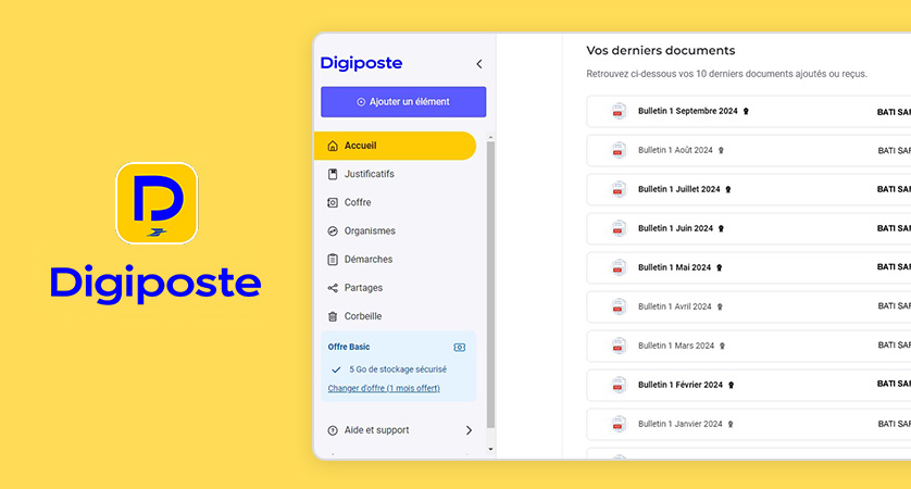 DIGIPOSTE apercu coffre fort electronique en ligne la poste