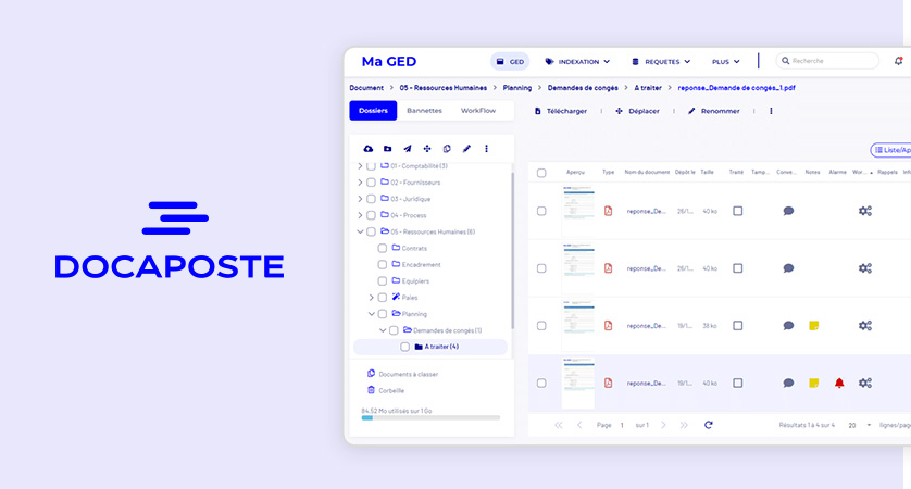 Docaposte apercu GED gestion en ligne document paie