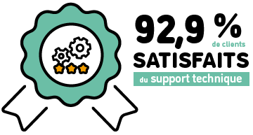 Badge 93 pourcent satisfaction client pour support technique batappli