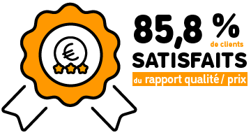 badge 86 pourcent satisfaction du rapport qualite prix Batappli