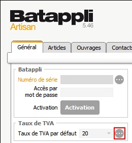 batappli changement tva menu outils personnalisation
