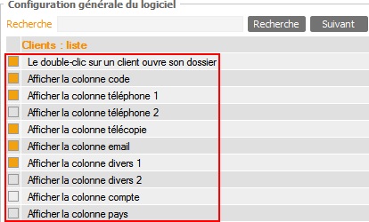 batappli configurer colonne liste contact client